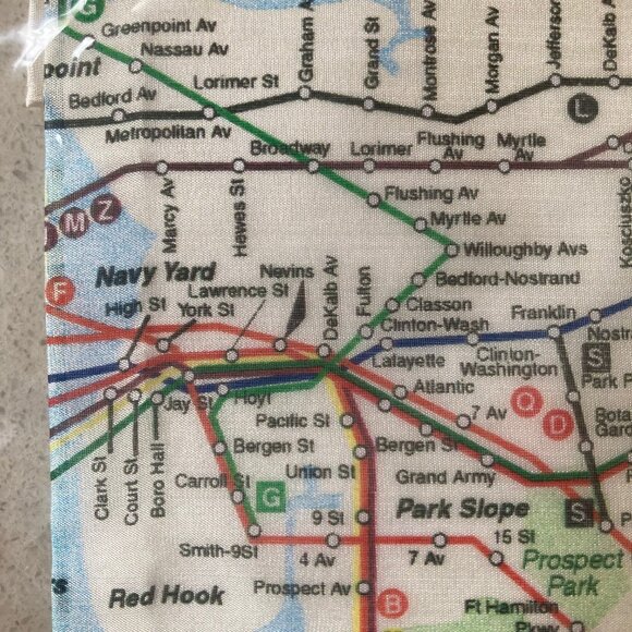 NYC Subway Map Scarf Silk 17 x 17 Inches NWOT - Picture 6 of 7